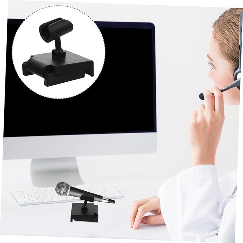 10Pcs Black Mini Desktop Microphone Stand Base Multipurpose Clamp Holder Compatible Various Mics - Image 5
